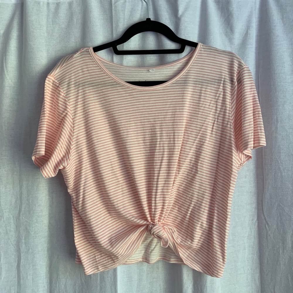 pink and white stripped crop top